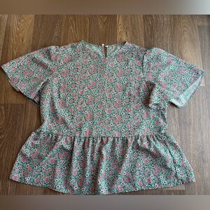 Women’s Green and Pink Floral Top